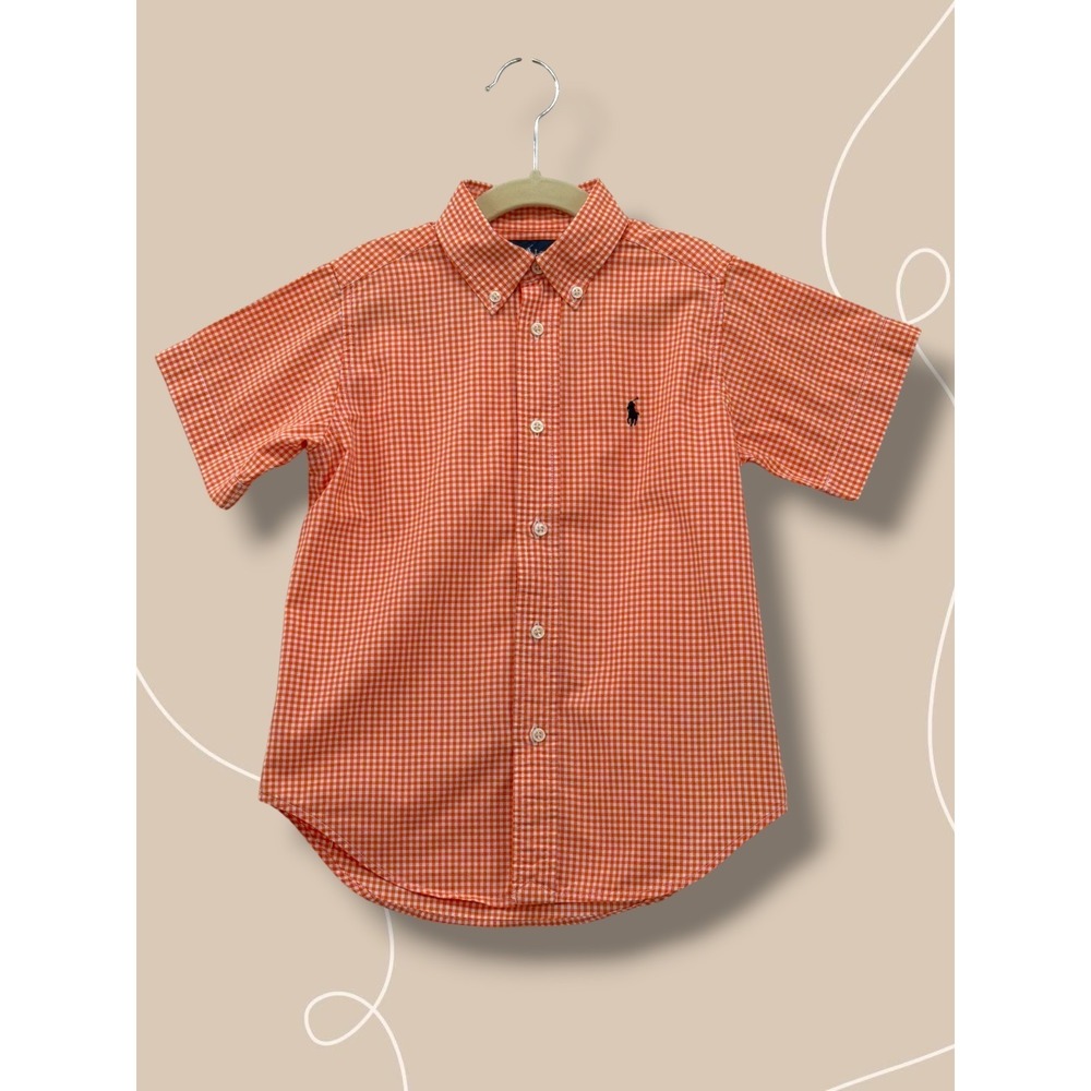 Ralph Lauren Gingham Cotton Short Sleeve Button Down Shirt Size 5